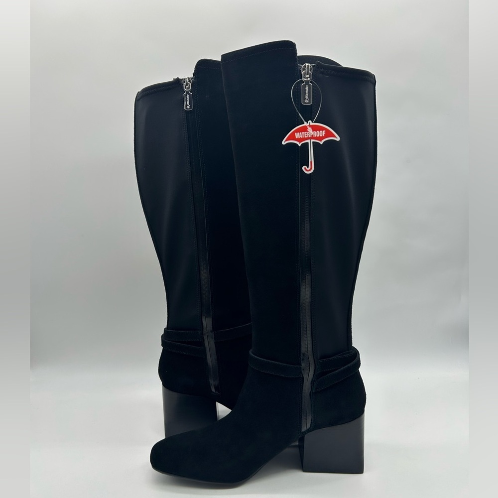 Blondo Twyla Waterproof Tall Boots Black Suede 7M Block Heel New With Box - Picture 8 of 12